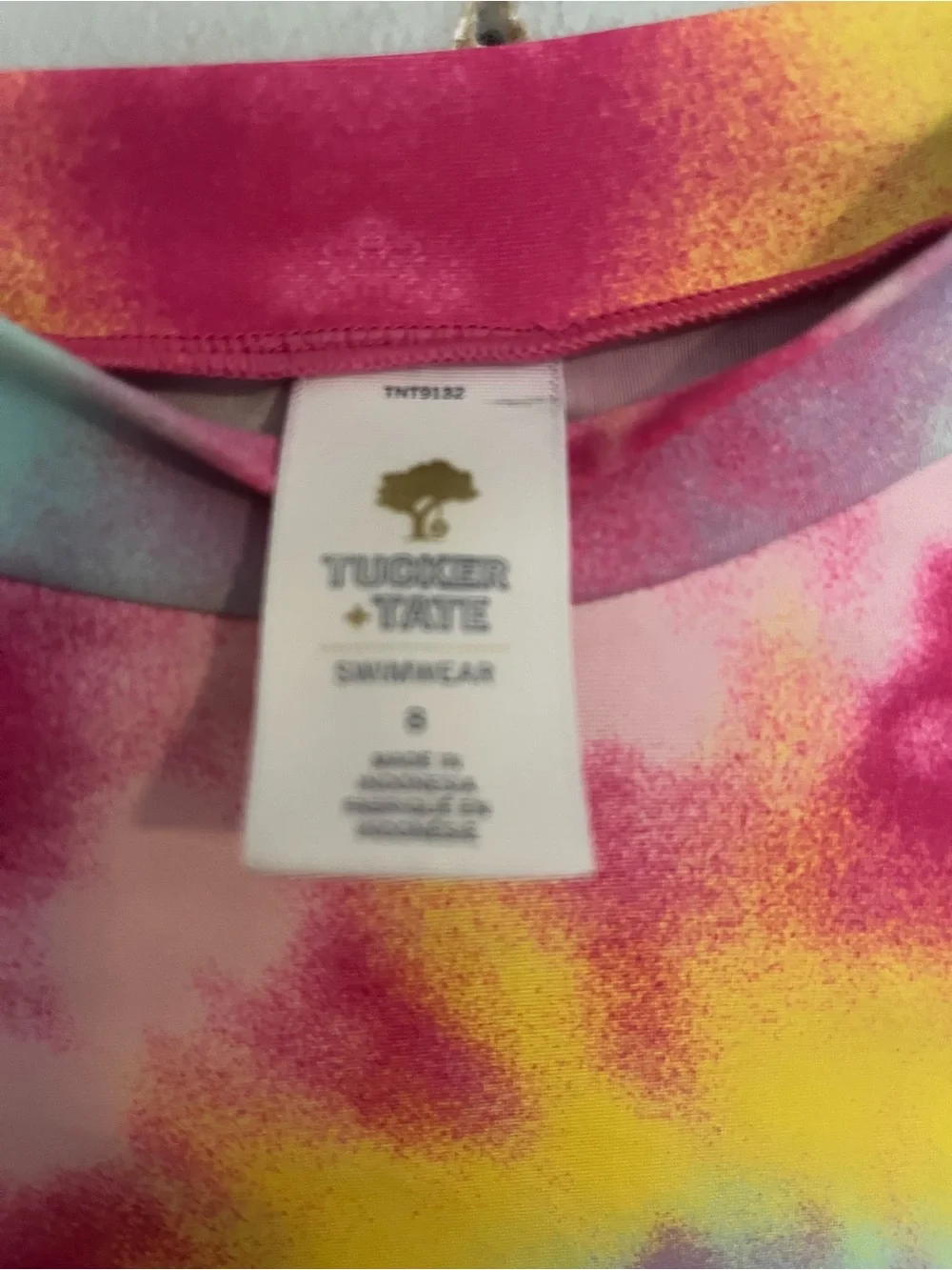 Tucker + Tate Girls' Tie-Dye Long Sleeve Rashguard in Pink,‎ Yellow, Blue